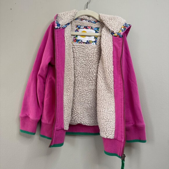 MINI BODEN Cozy Apple Hoodie Girls 7-8 128cm Warm Faux Shearling Lined Jacket - Picture 3 of 7